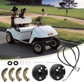 ClubRally brake shoes laid out for balanced stopping on EZGO TXT.