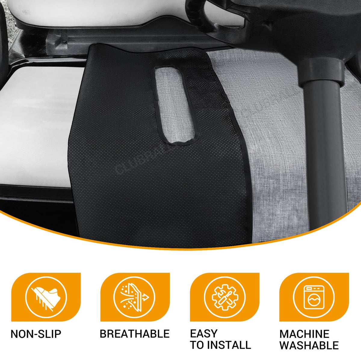 ClubRALLY gray non-slip bottom keeps seats stable during rides.