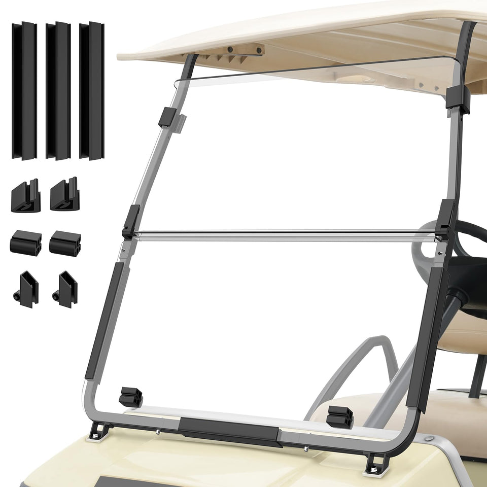 CLUBRALLY golf cart windshield folding design for all weather visibility