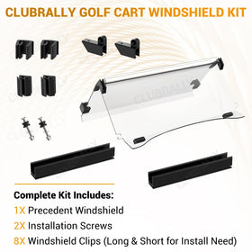ClubRally durable PC windshield resists yellowing and blocks wind and rain.