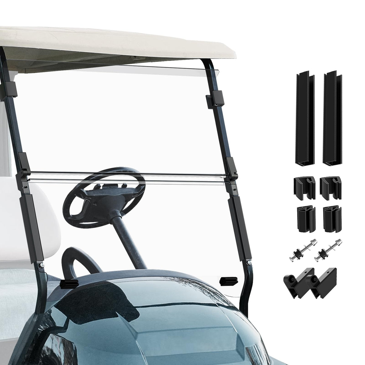 ClubRally fold-down front windshield for clear visibility and airflow.