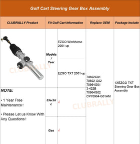 CLUBRALLY high-grade steel construction for durable golf cart steering components.