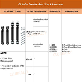 ClubRally high-quality Club Car shocks offer durable performance.