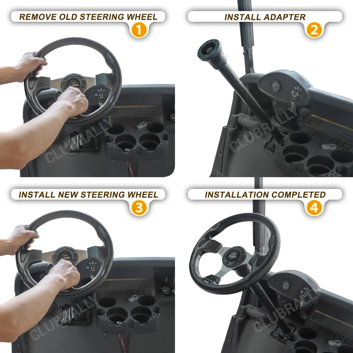 CLUBRALLY installation step view demonstrates quick mounting process.