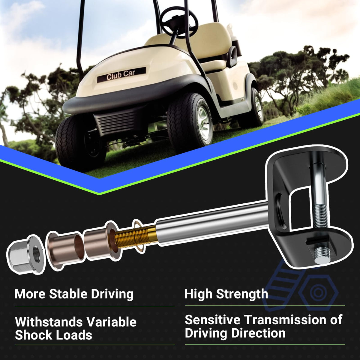 CLUBRALLY kingpin wave washer distributes load for smoother operation.