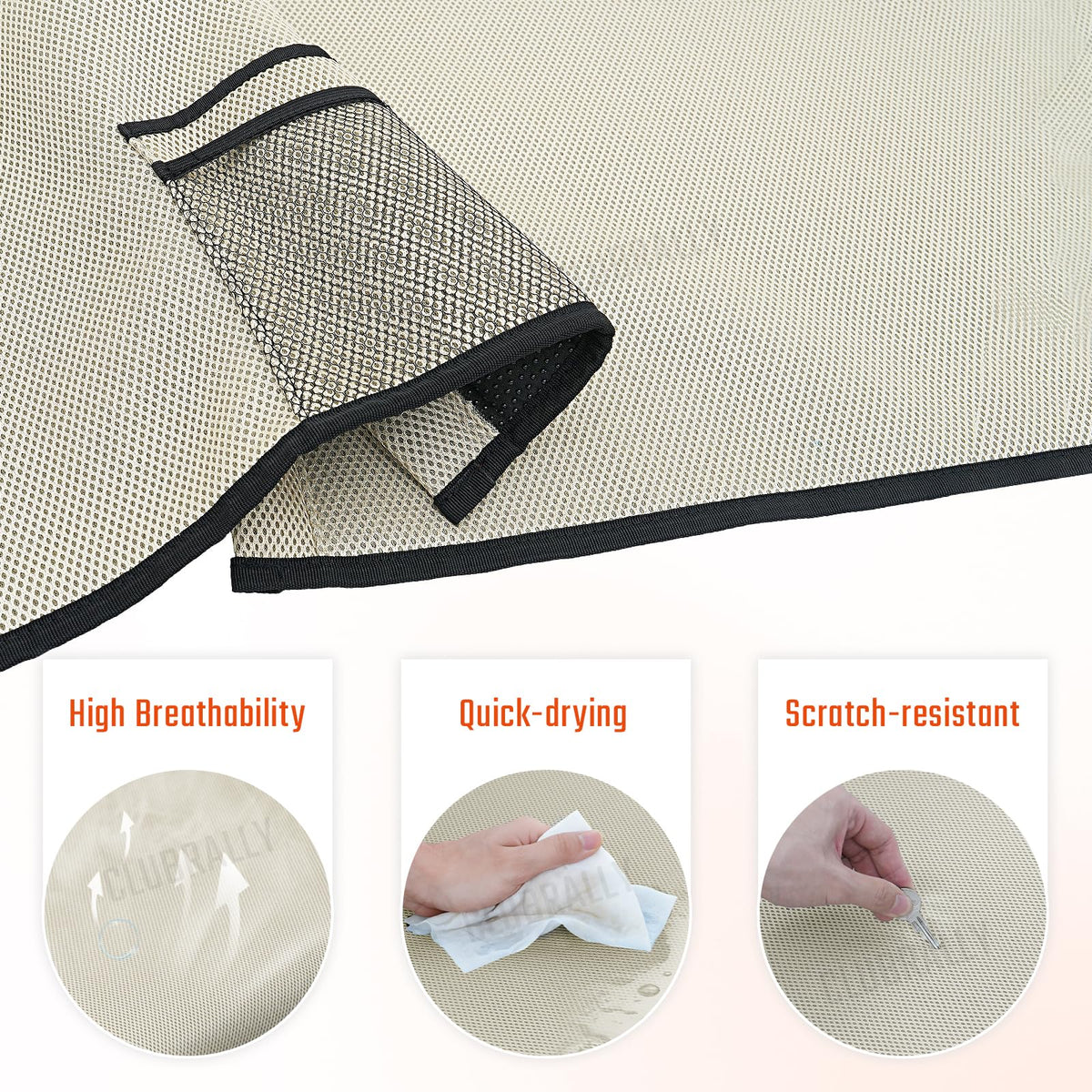 CLUBRALLY non-slip backing helps keep the cover steady on uneven golf cart seats.