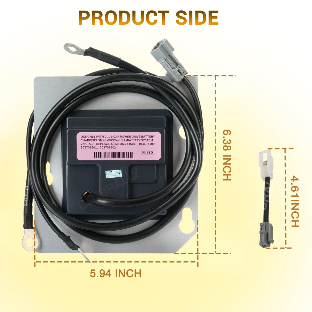 CLUBRALLY OBC 48V square-6-pin compatibility with Club Car DS models.