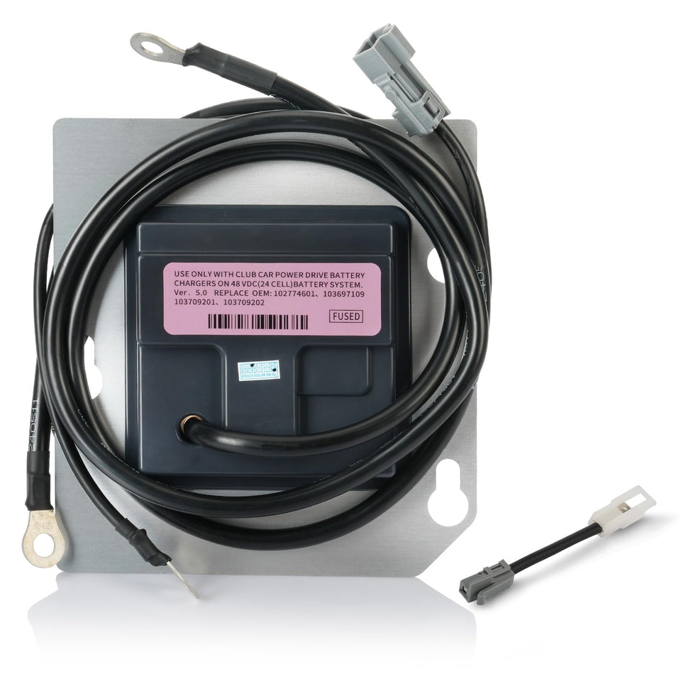 CLUBRALLY OBC 48V front view showing compact square-6-pin design for easy integration.