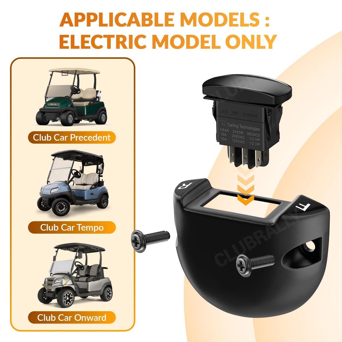CLUBRALLY OEM 101856002 reference confirms precise Club Car compatibility.