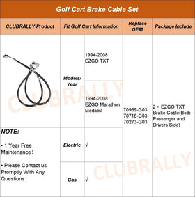 ClubRally OEM 70969-G03 compatible brake cables for EZGO carts.