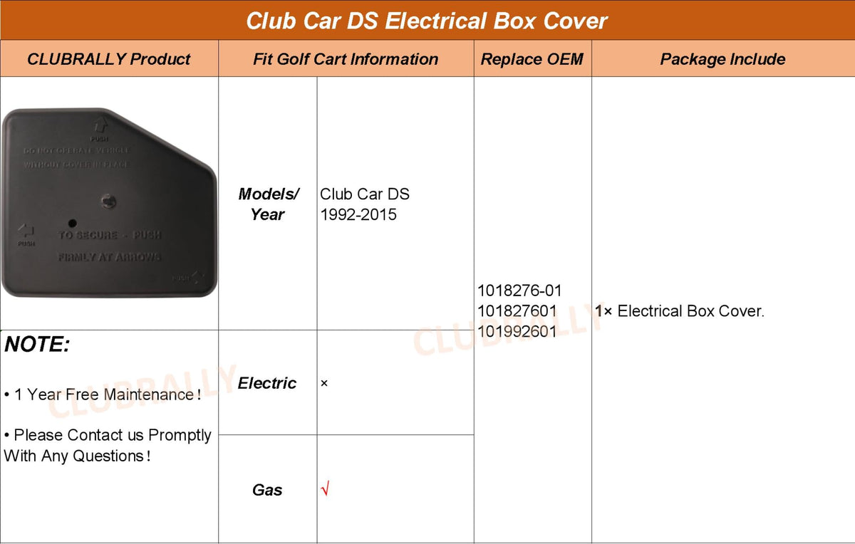 OEM numbers label on CLUBRALLY box cover for easy verification.