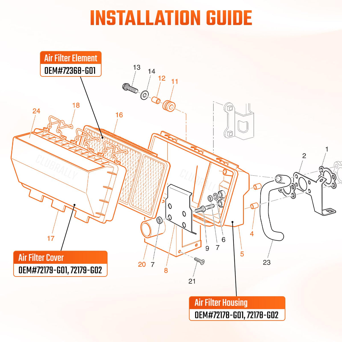 ClubRally OEM part numbers reference image, helps confirm compatibility before ordering.
