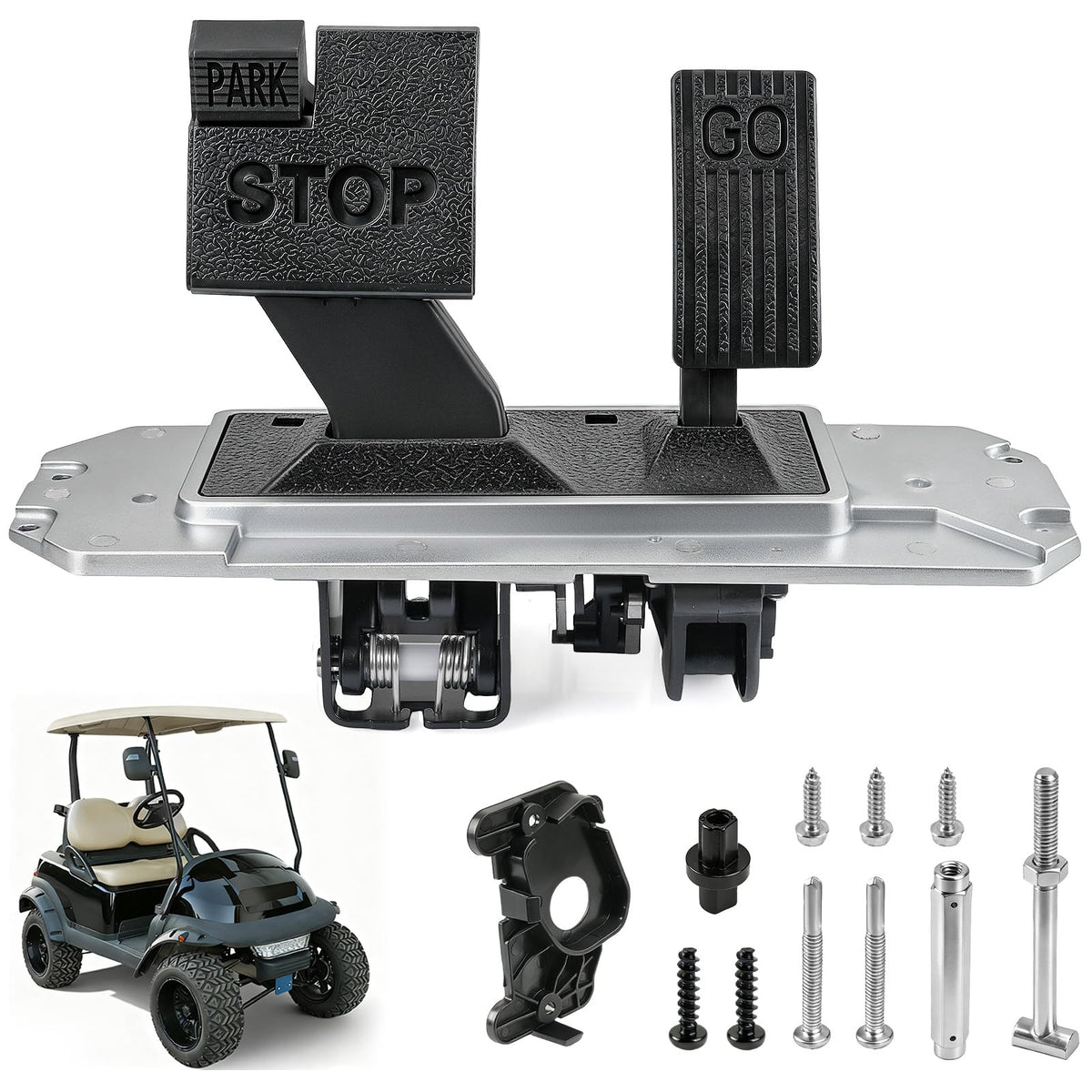 CLUBRALLY pedal assembly front view with anti-slip surface for secure control.