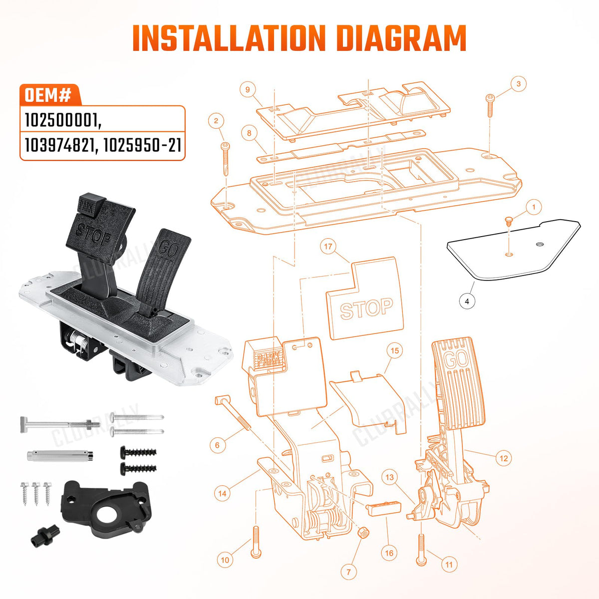 CLUBRALLY pedal assembly metal durability supports long-lasting use.