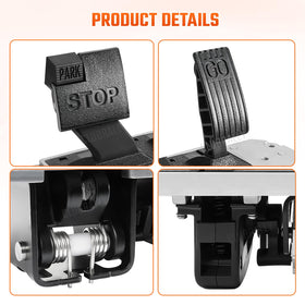 CLUBRALLY pedal assembly side profile showing durable metal construction.