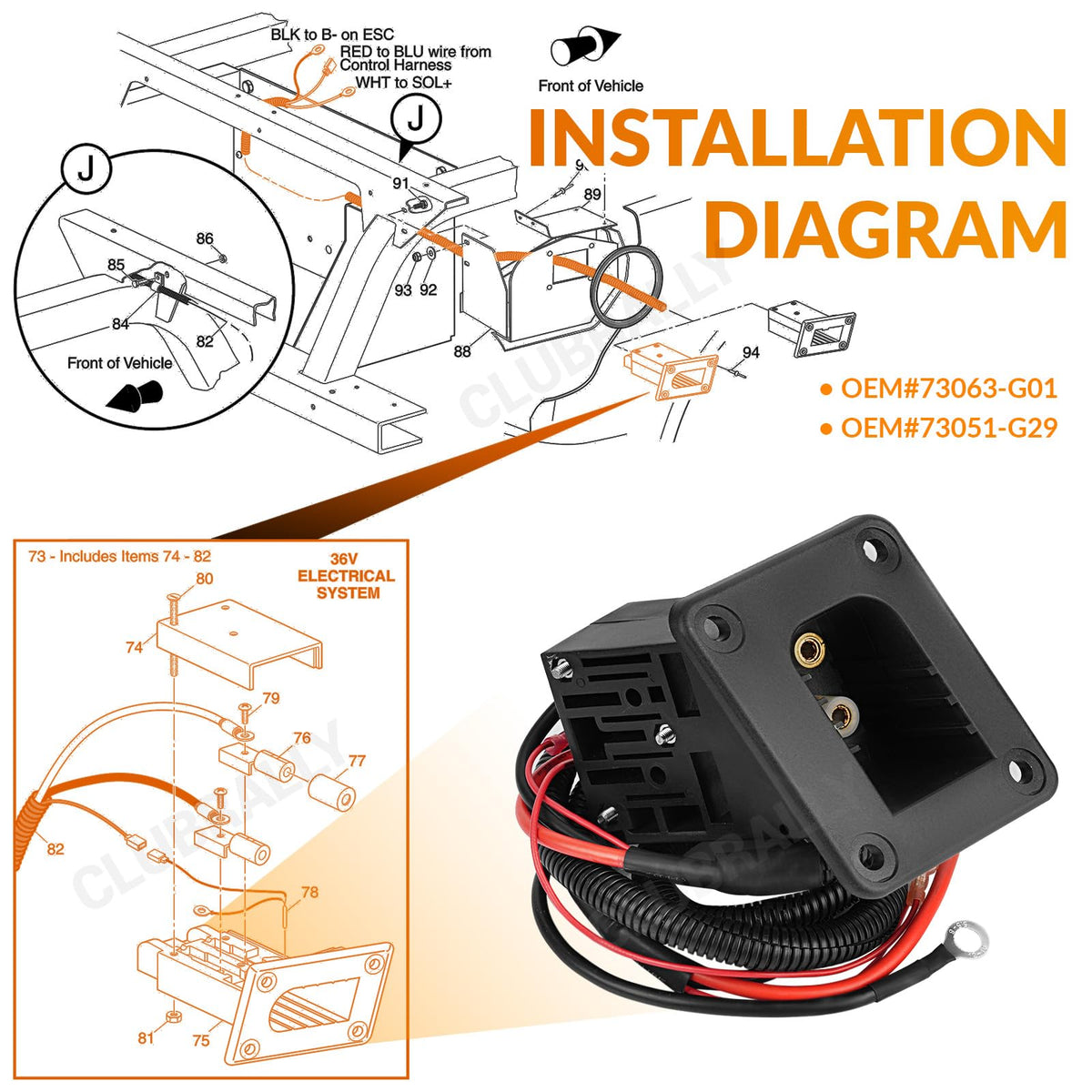 CLUBRALLY plug-and-play connection highlights direct fit for EZGO.