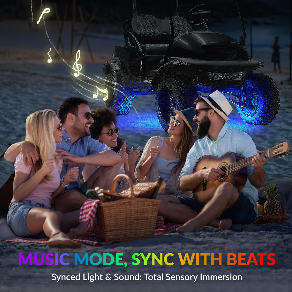 ClubRally remote control unit enables quick color changes and mode selection.