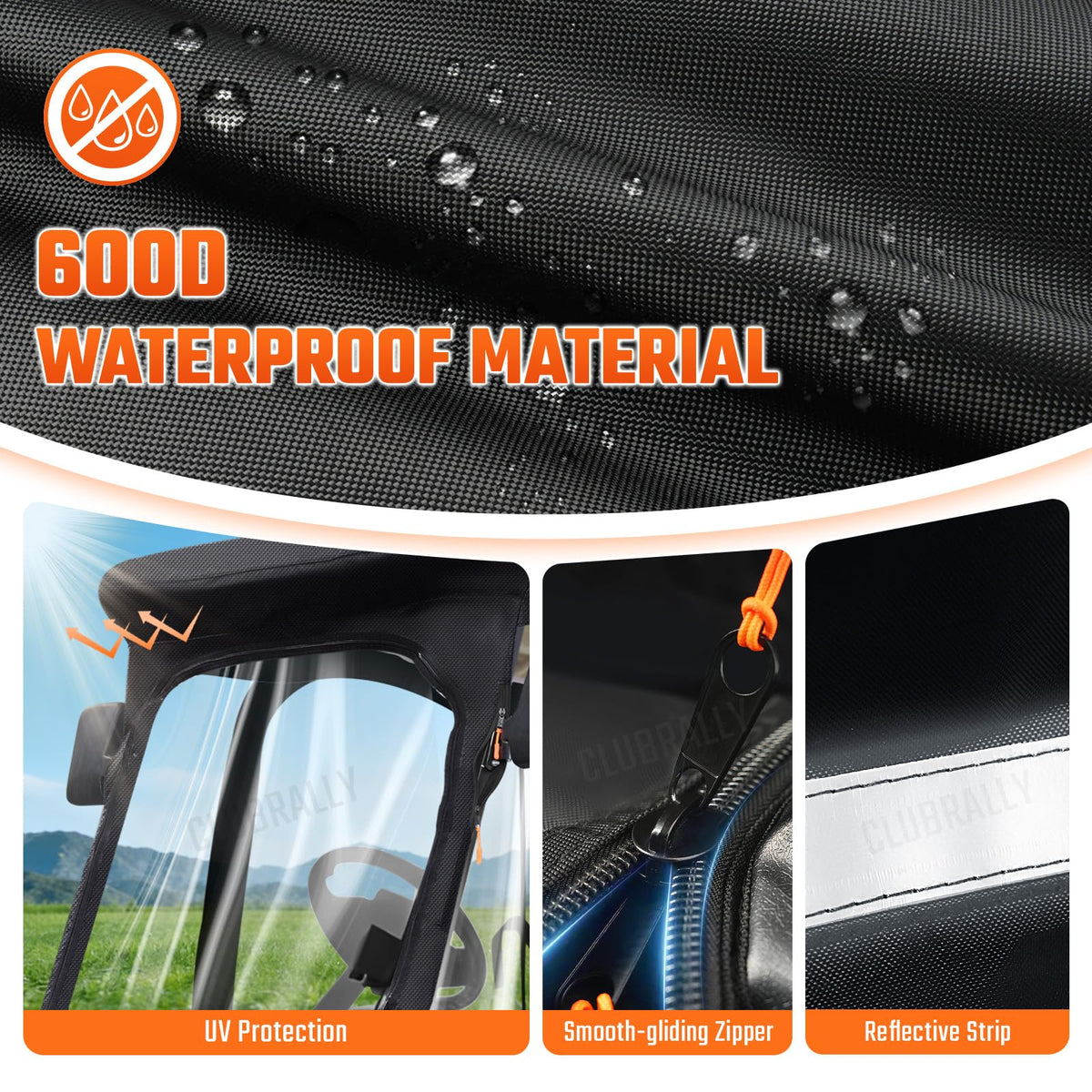 CLUBRALLY enclosure features side mirror openings to maintain full mirror use for safe driving.
