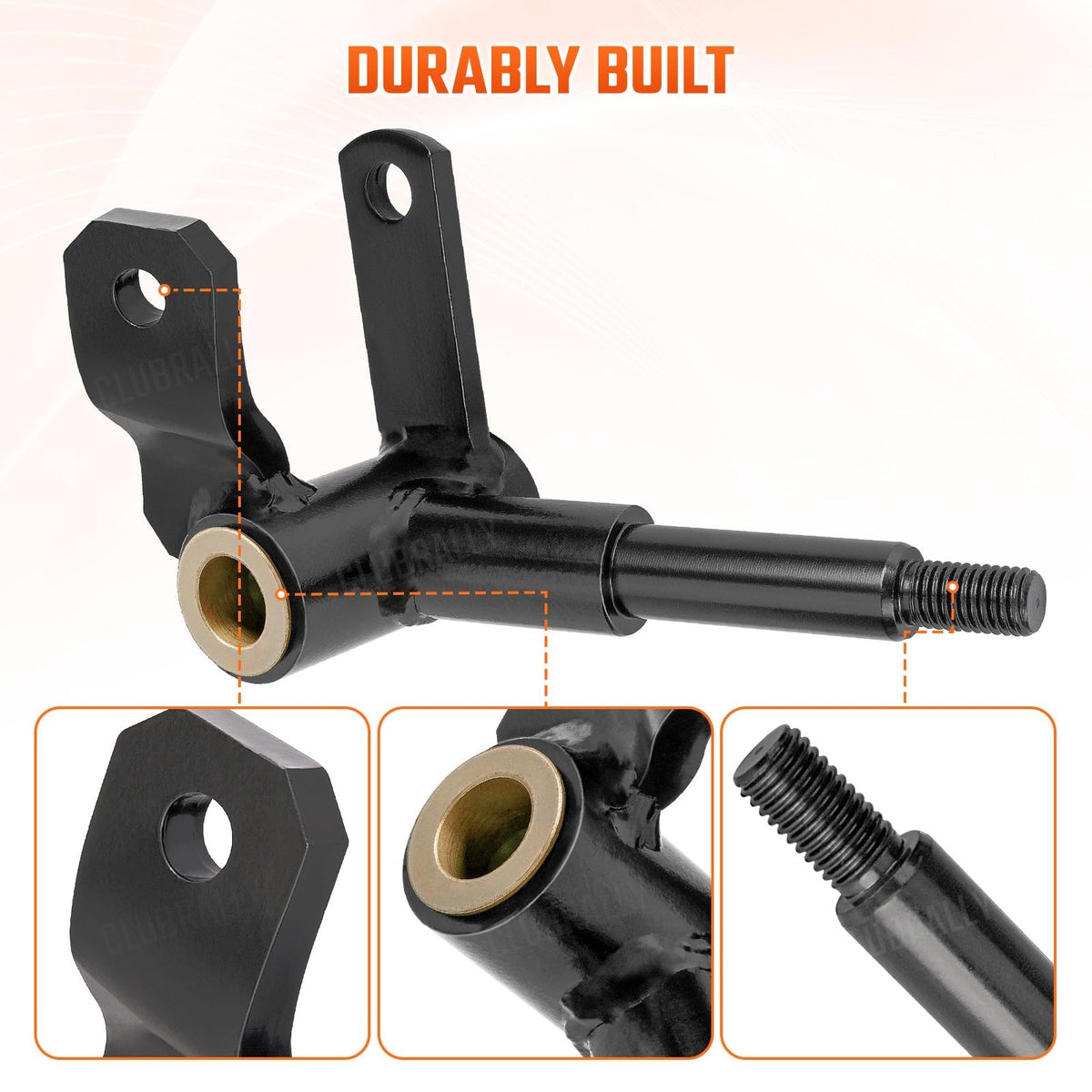 Close-up of CLUBRALLY spindle steel construction highlighting durability