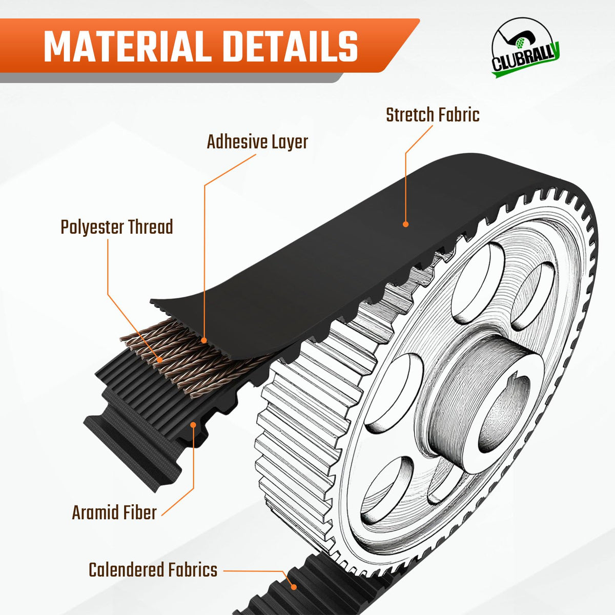 CLUBRALLY starter belt 34.3 inches length complements generator performance.