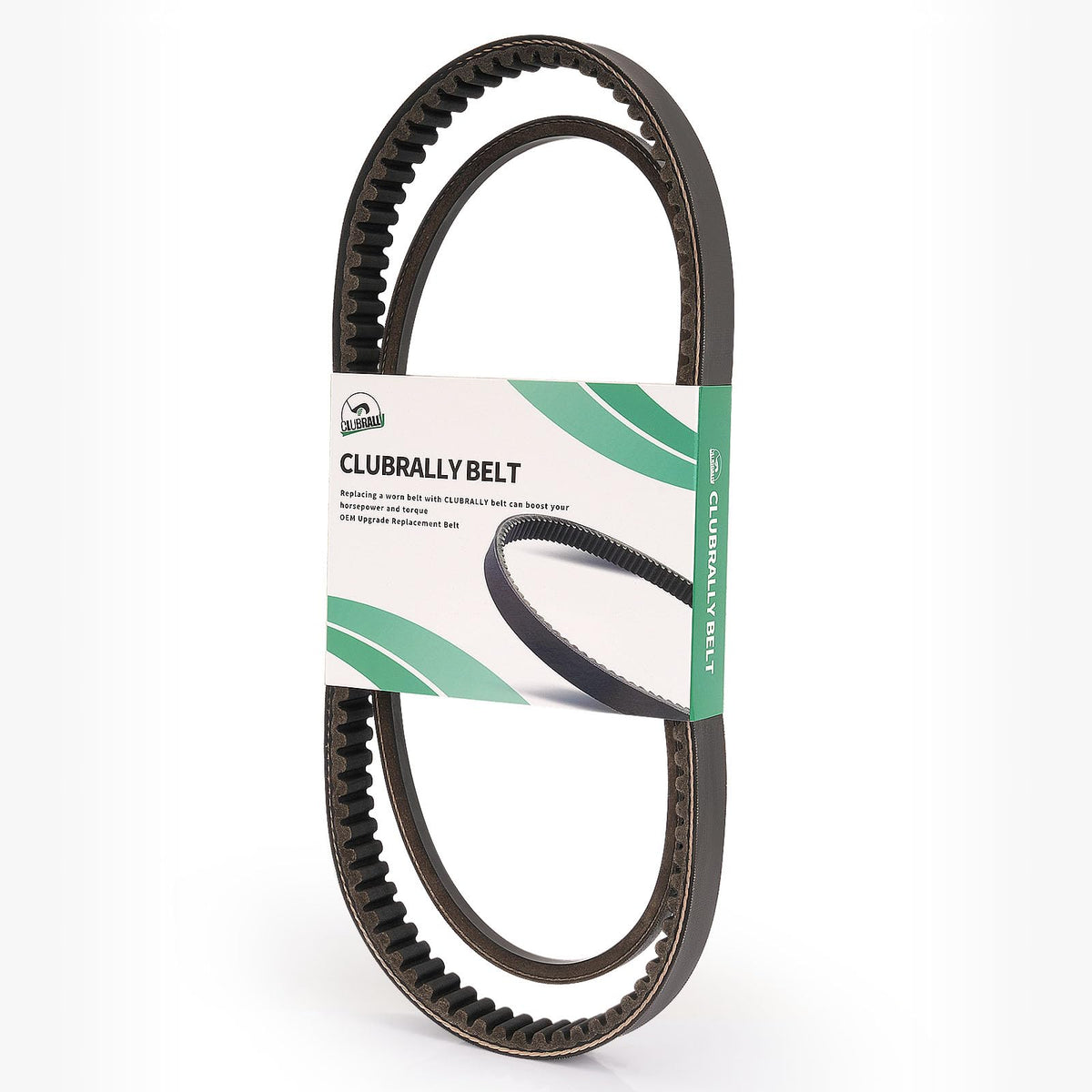 ClubRally starter generator belt front view; durable upgrade for EZGO TXT carts.