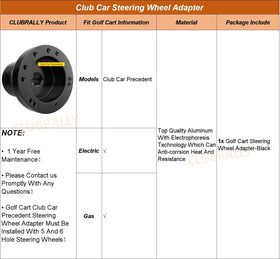 Compatibility guide for ClubRALLY steering wheel adapter with 5-6 hole wheels.