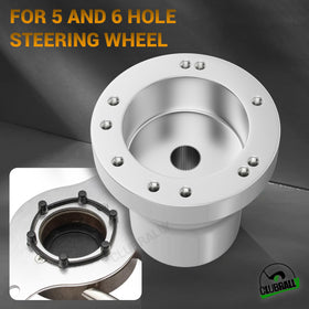 ClubRally steering wheel adapter with silver finish for Yamaha carts