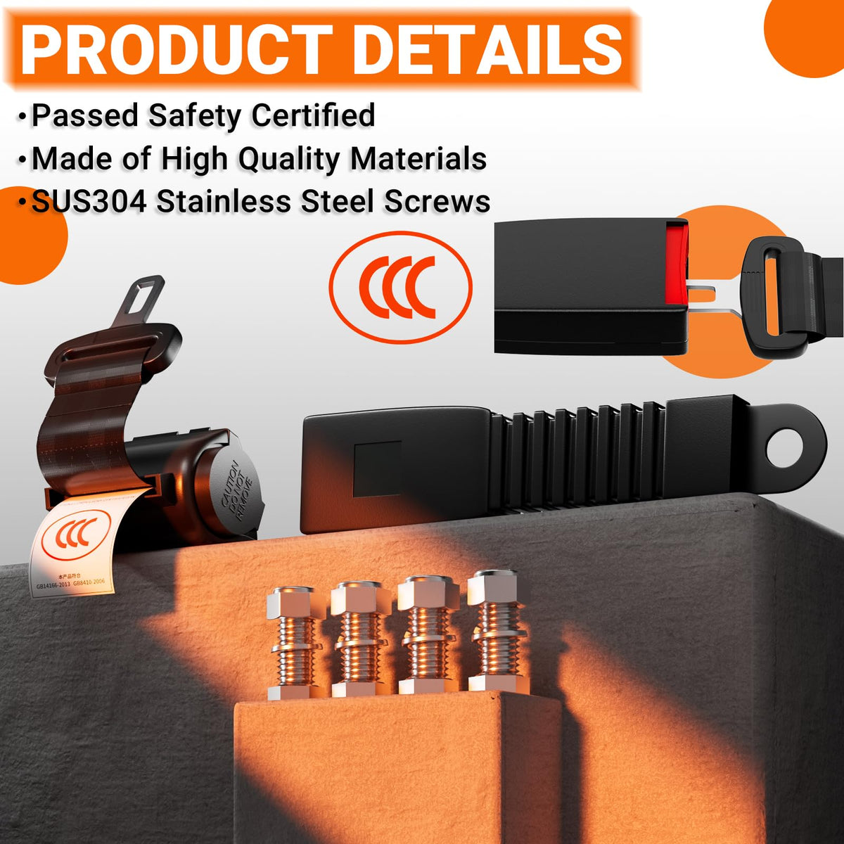 SUS304 screws pack for durable CLUBRALLY seat belt installation.