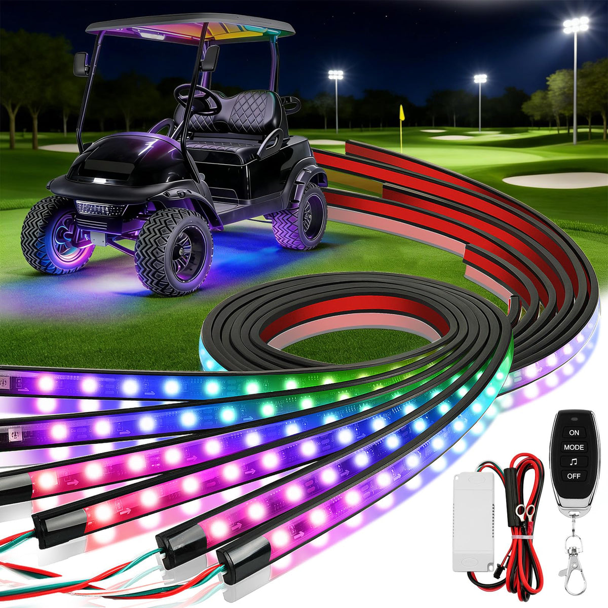 CLUBRALLY underbody LED strip front view enhances night visibility for safer rides