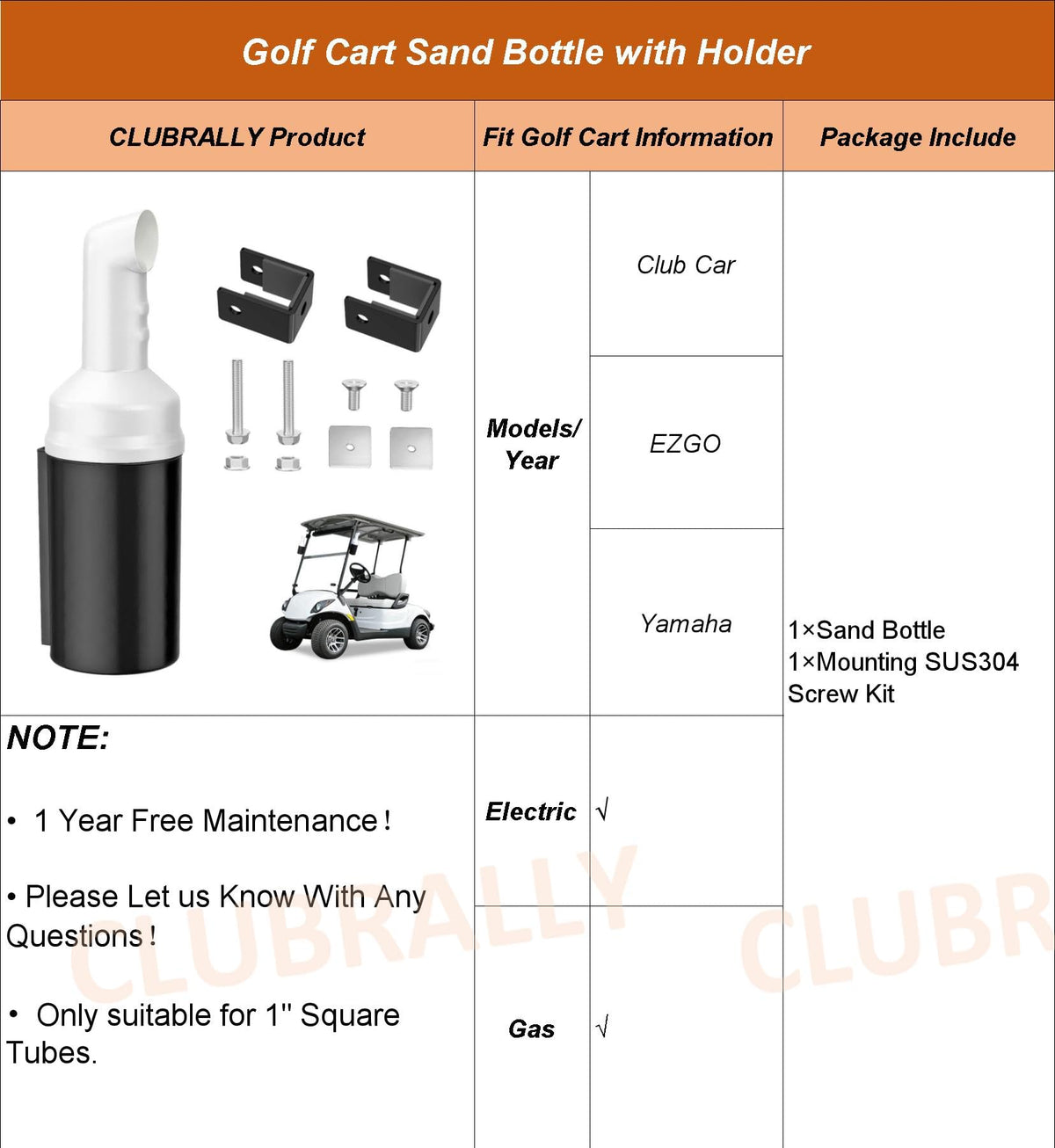 ClubRALLY universal compatibility with Club Car, EZGO, Yamaha carts.