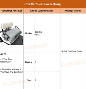 ClubRally gray universal fit suits EZGO and Club Car golf carts.