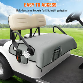 ClubRally seat cover with side mesh pockets keeps gear within reach during drives.