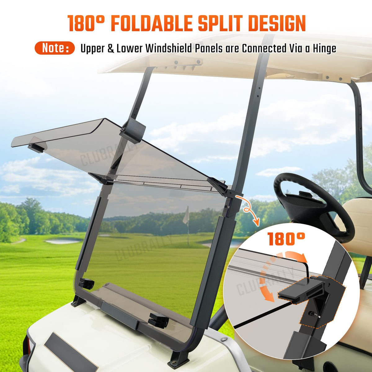 clubrally uv-protective windshield helps reduce glare while driving under sun
