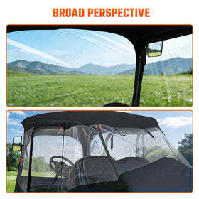 CLUBRALLY waterproof 600D cover keeps the golf cart cabin dry in any weather.