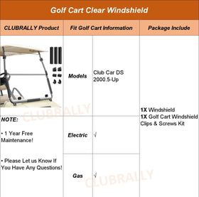 CLUBRALLY weather protection windshield for all-season golf cart use