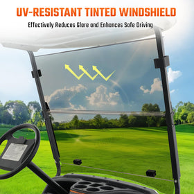 CLUBRALLY windshield demonstrating Yamaha G29 compatibility for secure fit and quick install.