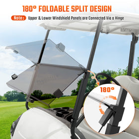 Folded-down CLUBRALLY windshield enabling better airflow on warm days.