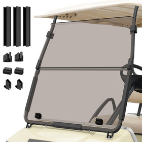 clubrally folding windshield for club car ds offers versatile all-weather protection on the course