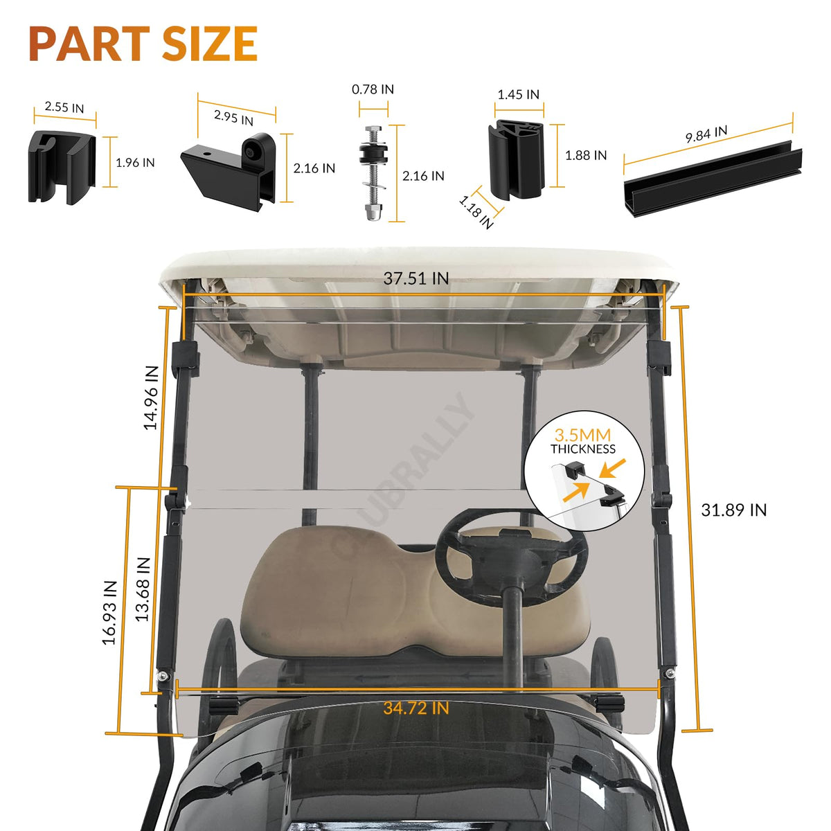 CLUBRALLY glare-reducing windshield supports comfortable driving in bright sun.