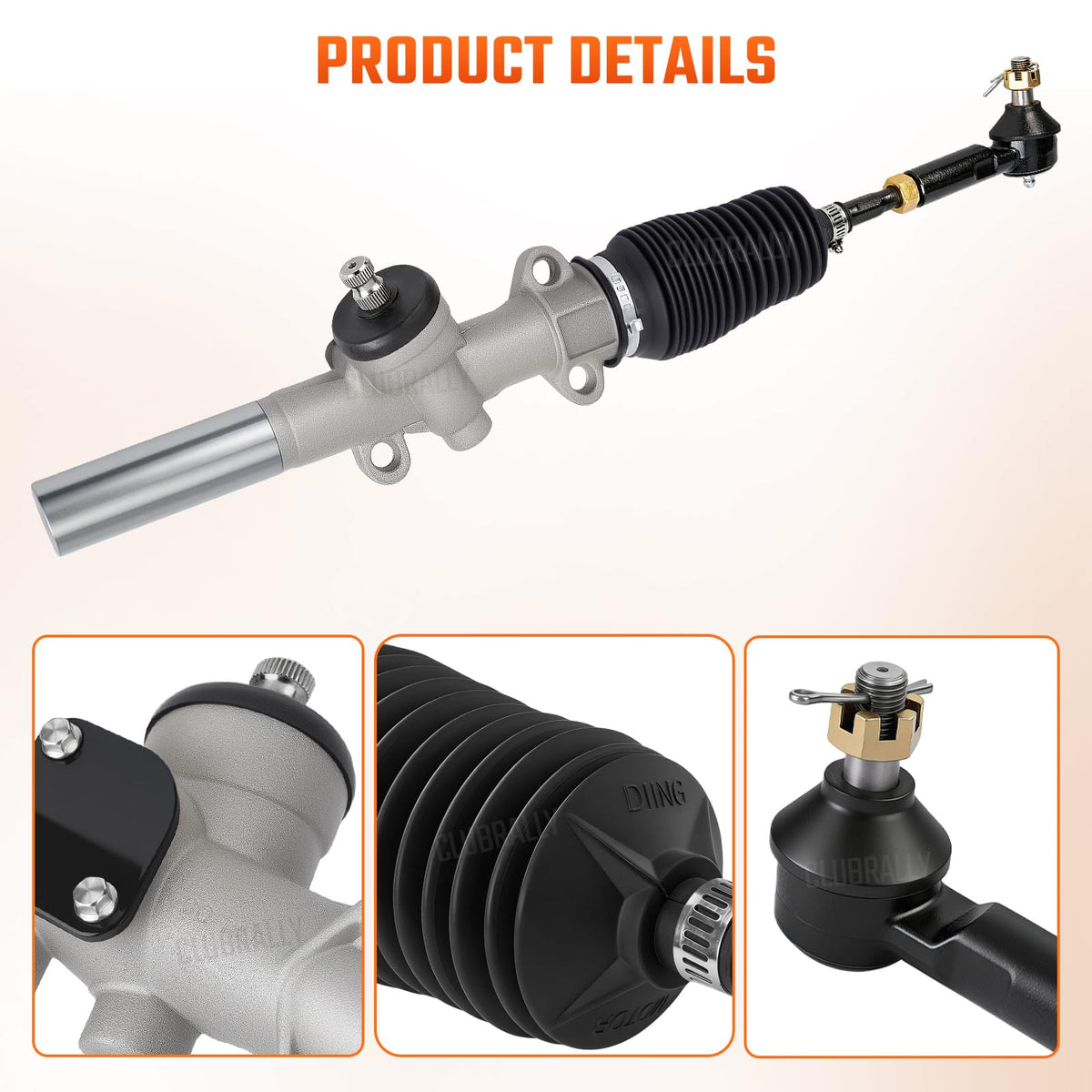 CLUBRALLY Workhorse steering rack and pinion for smooth turns and handling.