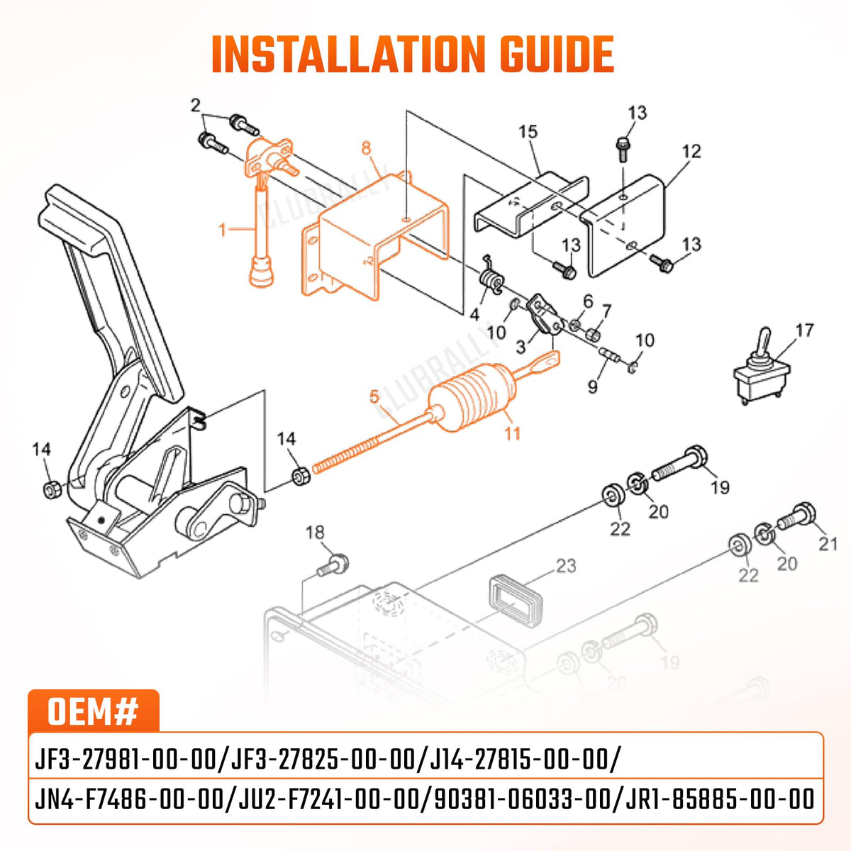 Yamaha golf cart fitment reference for ClubRally throttle kit models G19/G22/G23/G27