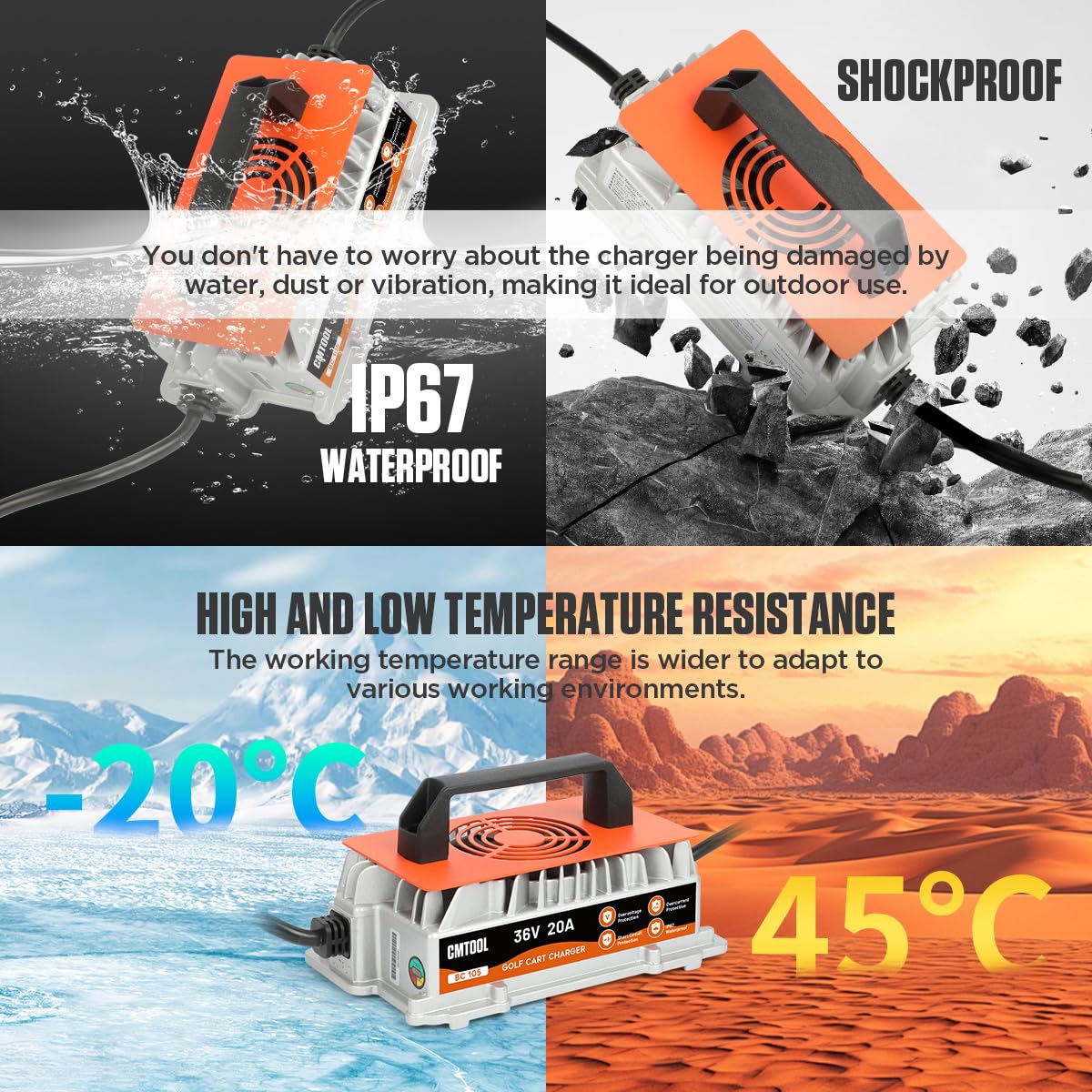 CMTOOL aluminum body charger withstands outdoor wear and tear