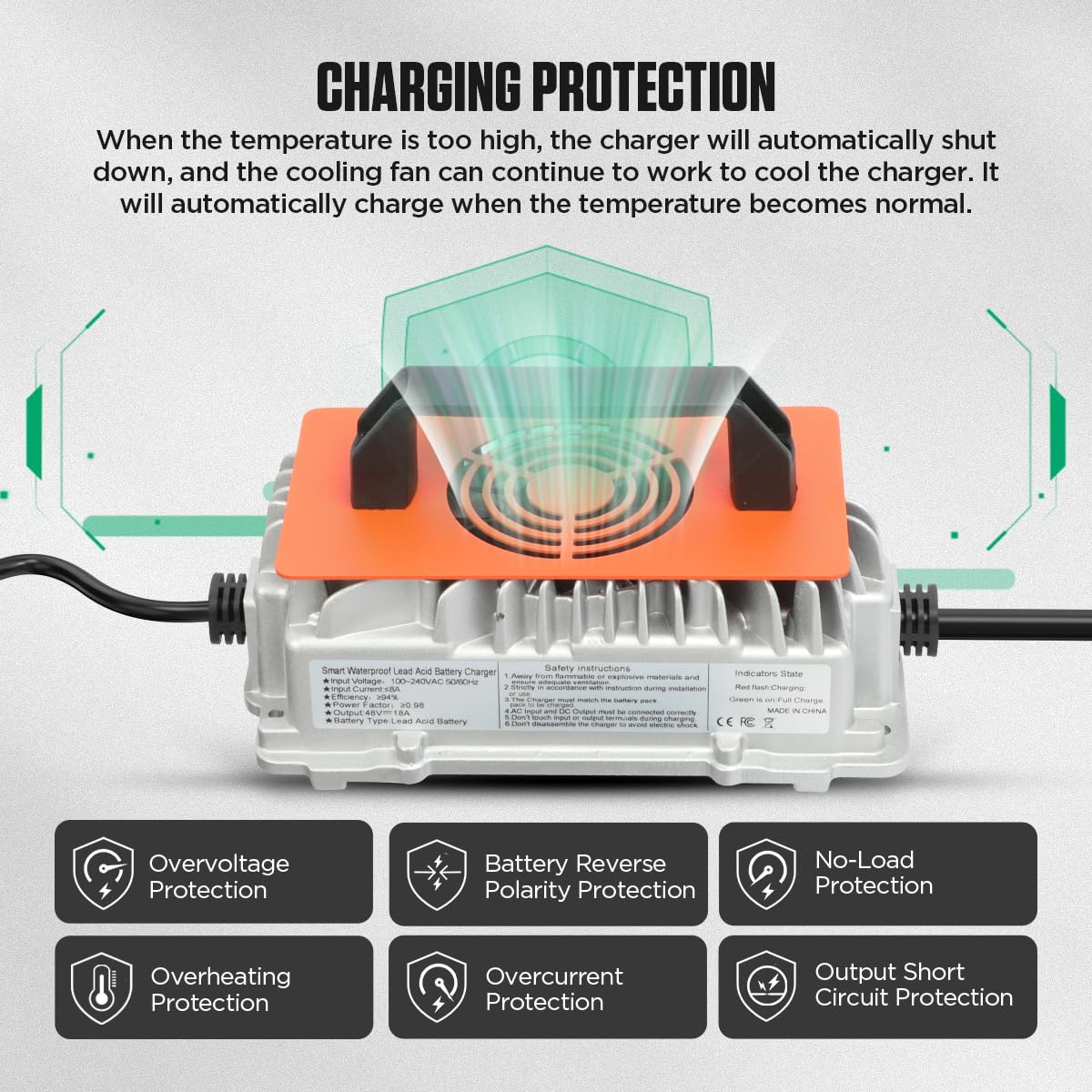 CMTOOL 36V charger temperature sensor optimizes charging for ambient conditions