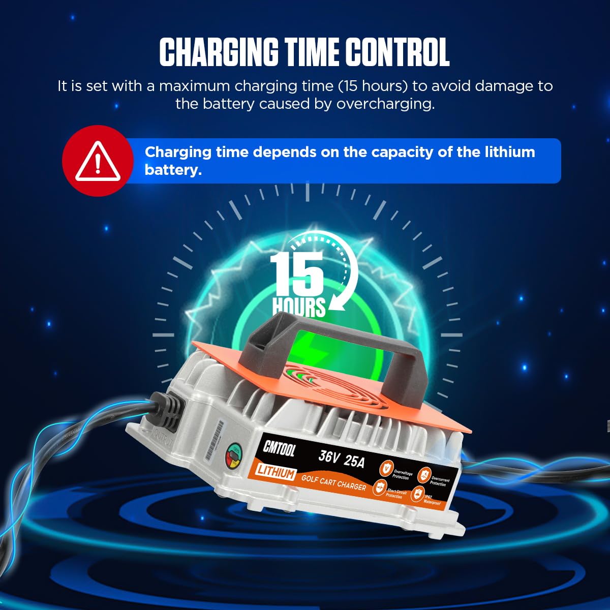 CMTOOL advanced protection system helps prevent faults during charging.