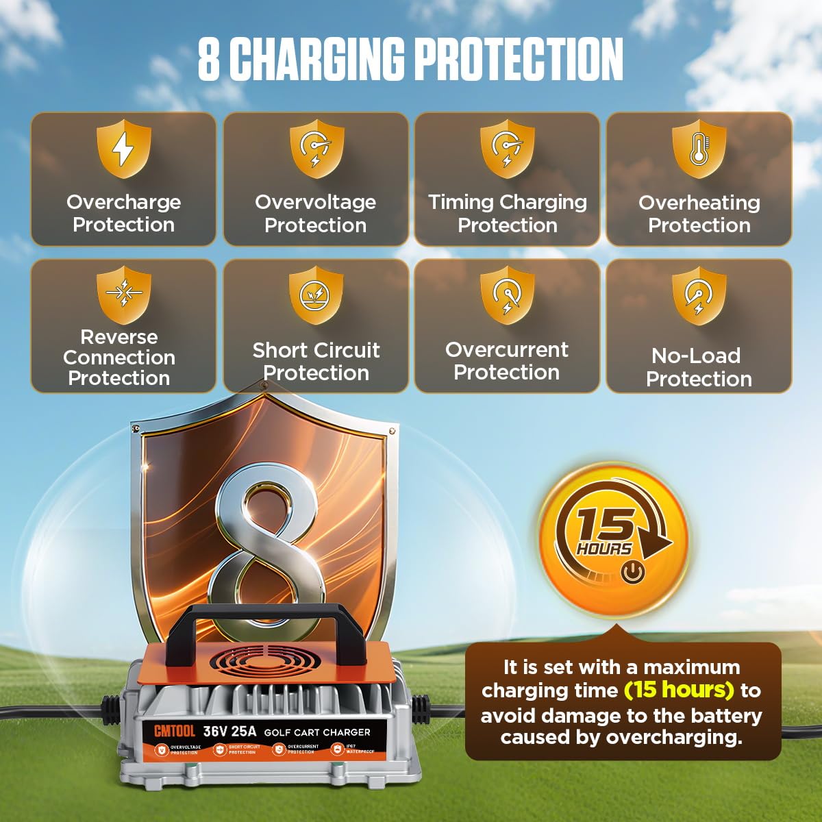 CMTOOL cooling fan keeps high-current charging stable during operation.