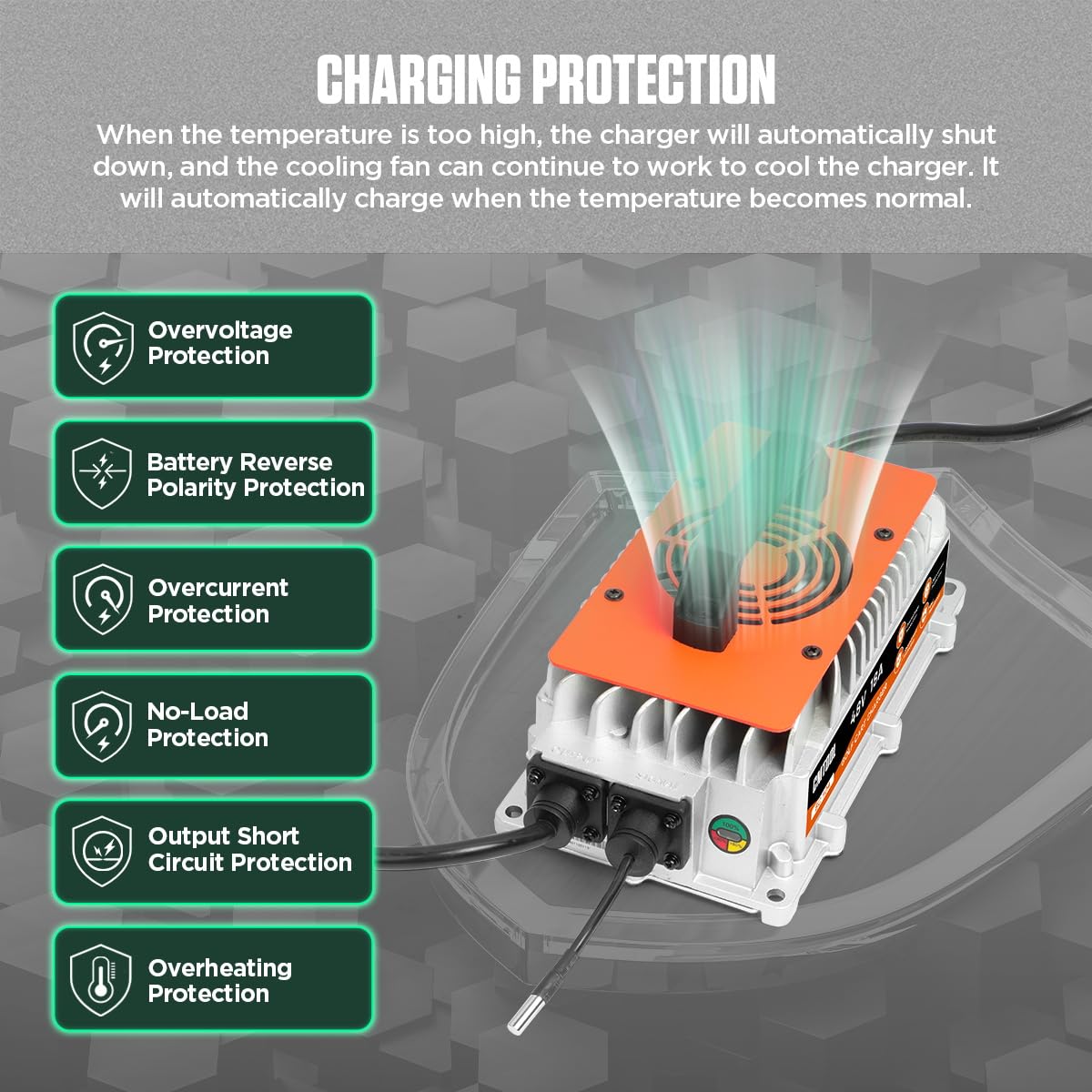CMTOOL smart 7-stage charging diagram showing adaptive control and efficiency.