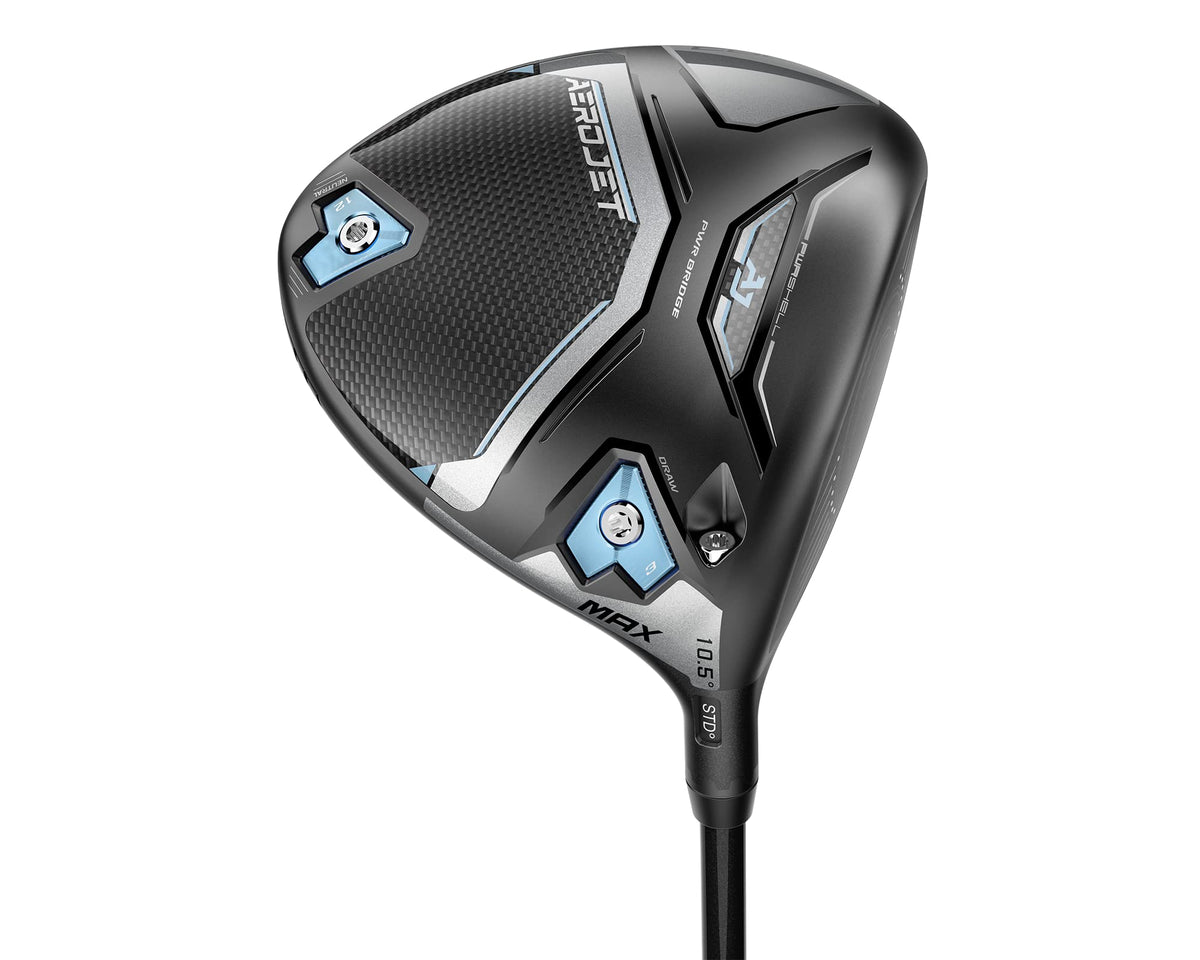 COBRA Aerojet MAX Women's Driver front view highlighting lightweight carbon crown for faster, straighter drives