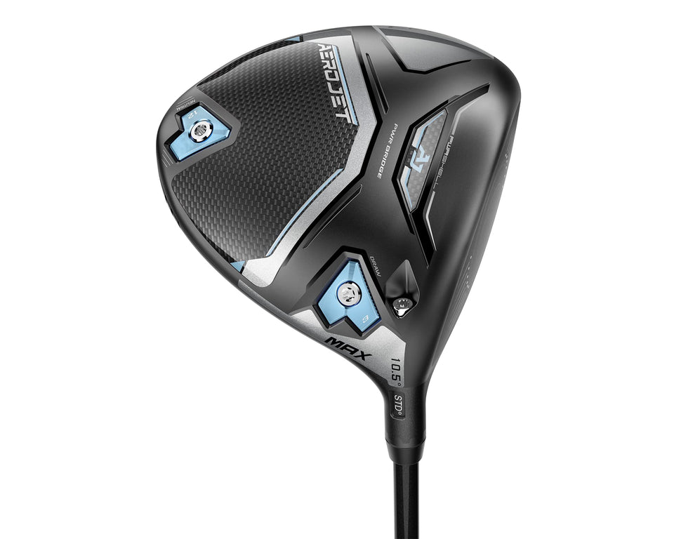 COBRA Aerojet MAX Women's Driver front view highlighting lightweight carbon crown for faster, straighter drives