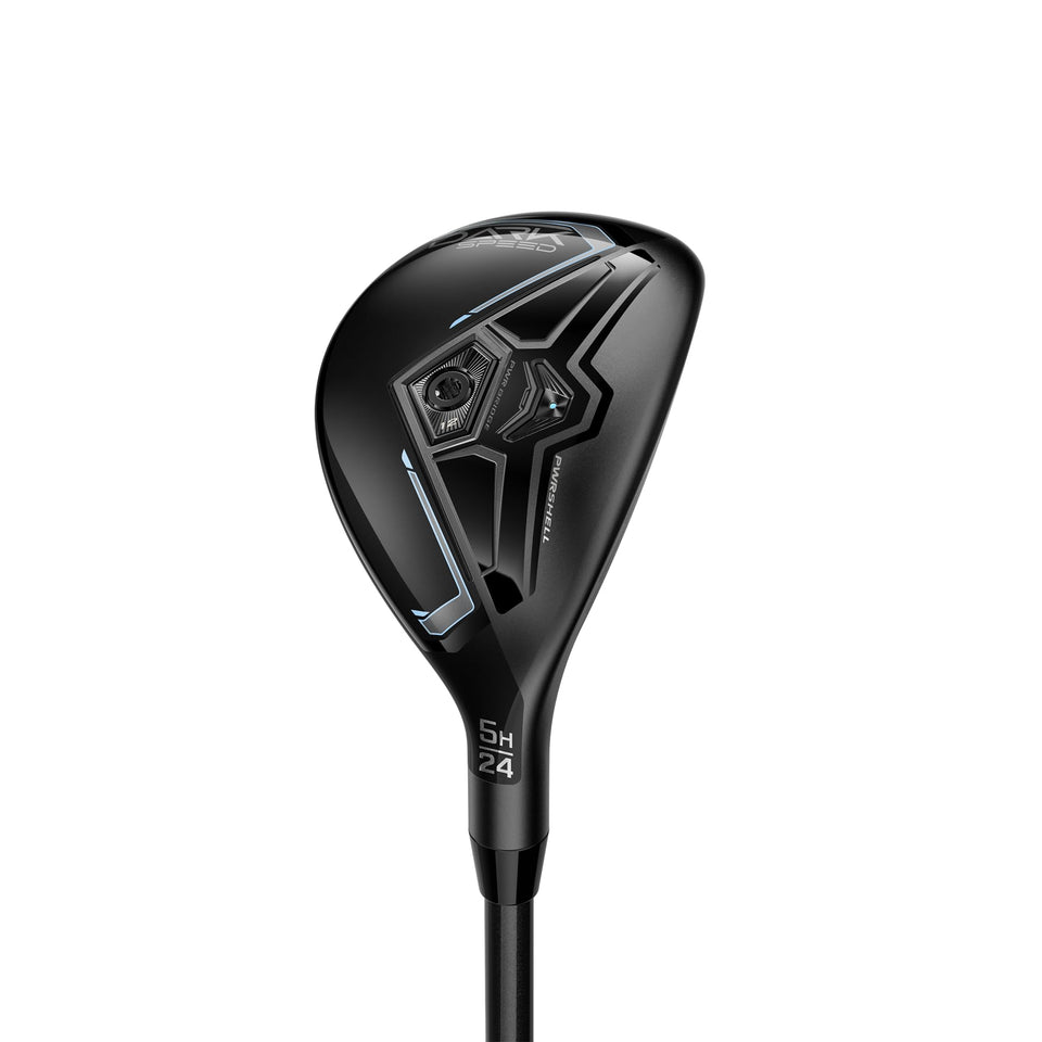 Cobra DARKSPEED Ladies Hybrid shows an aerodynamic design for longer, more accurate approach shots.