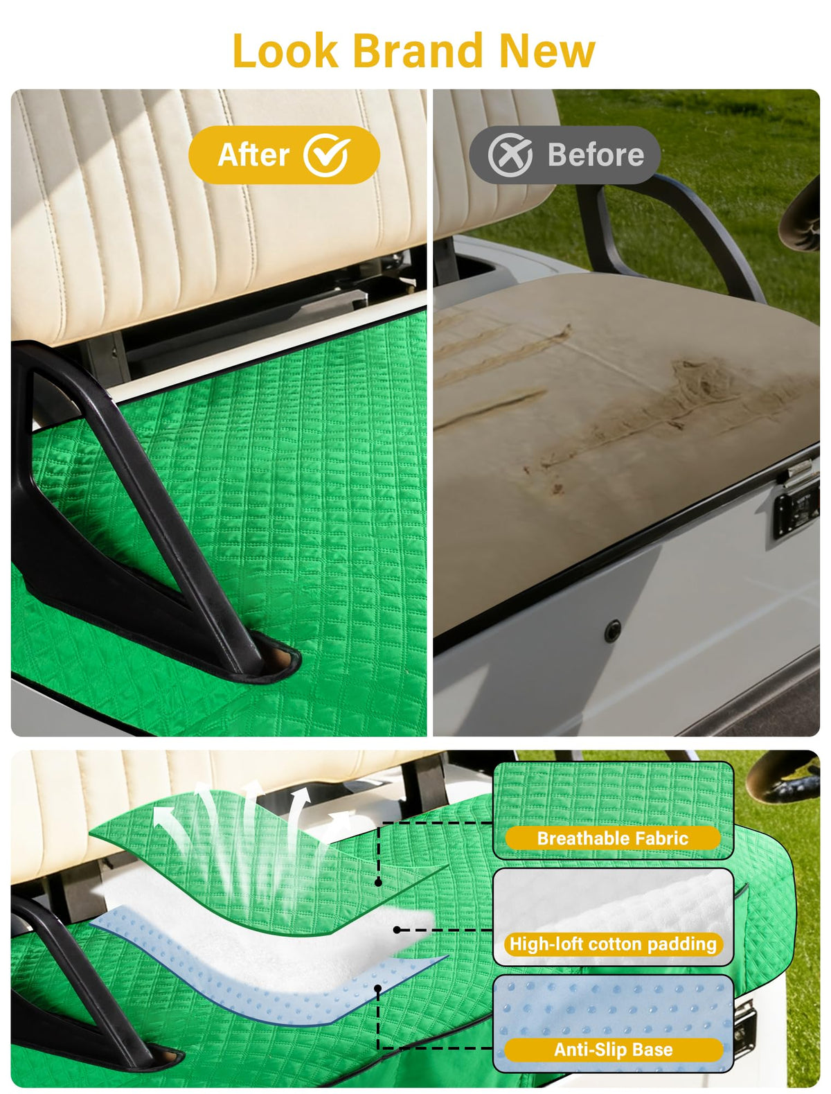 Coivy nonslip bottom keeps towels and gear in place during rounds.